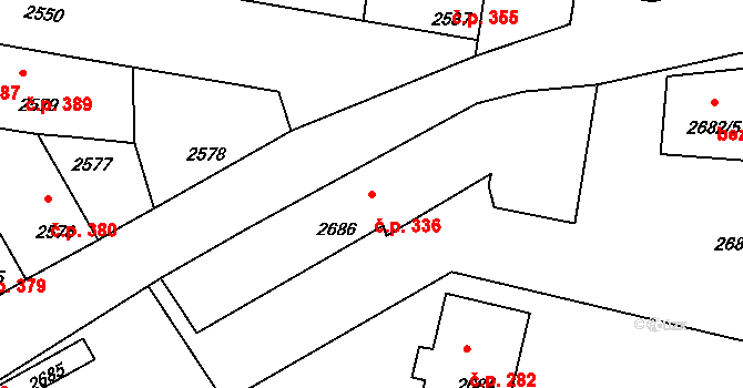 Mimoň I 336, Mimoň na parcele st. 2686 v KÚ Mimoň, Katastrální mapa
