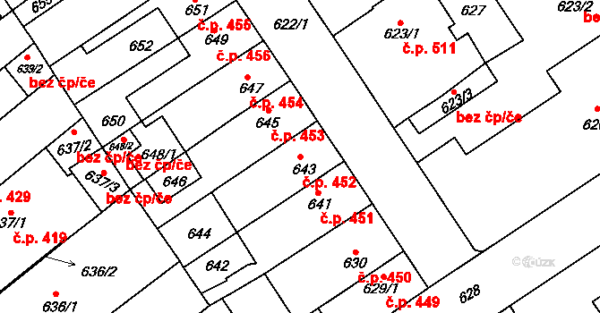 Semily 452 na parcele st. 643 v KÚ Semily, Katastrální mapa
