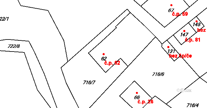 Číhalín 62 na parcele st. 62 v KÚ Číhalín, Katastrální mapa