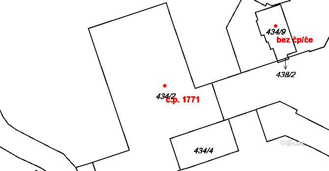 Černá Pole 1771, Brno na parcele st. 434/2 v KÚ Černá Pole, Katastrální mapa
