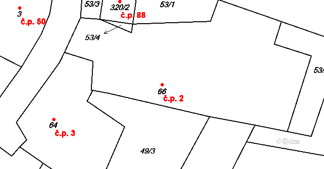 Struhy 2, Čachovice na parcele st. 66 v KÚ Struhy, Katastrální mapa