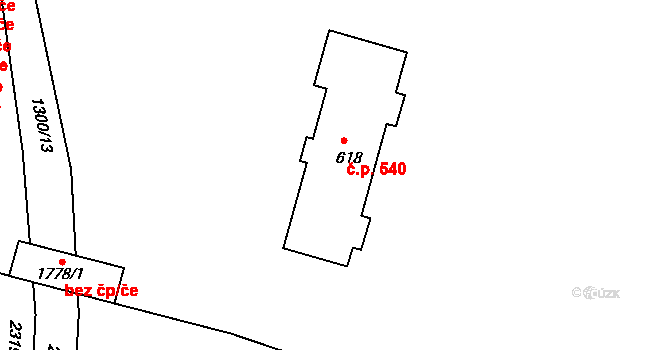 Rožmitál pod Třemšínem 540 na parcele st. 618 v KÚ Rožmitál pod Třemšínem, Katastrální mapa
