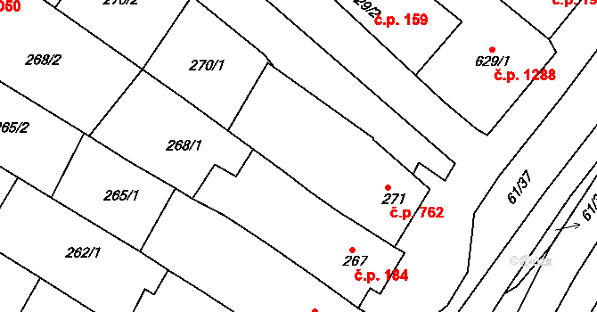 Mutěnice 762 na parcele st. 271 v KÚ Mutěnice, Katastrální mapa
