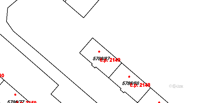 Česká Lípa 2149 na parcele st. 5786/87 v KÚ Česká Lípa, Katastrální mapa