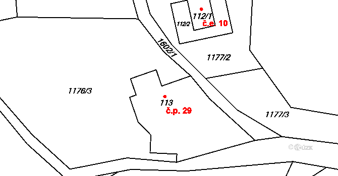 Javorník 29, Rudník na parcele st. 113 v KÚ Javorník v Krkonoších, Katastrální mapa