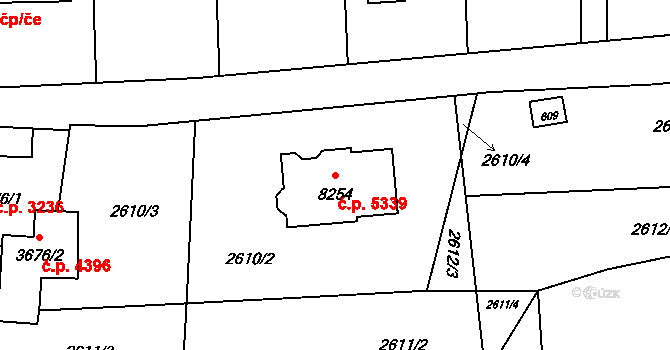 Zlín 5339 na parcele st. 8254 v KÚ Zlín, Katastrální mapa