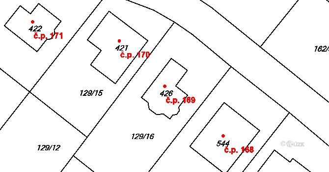 Sedlčánky 169, Čelákovice na parcele st. 426 v KÚ Sedlčánky, Katastrální mapa