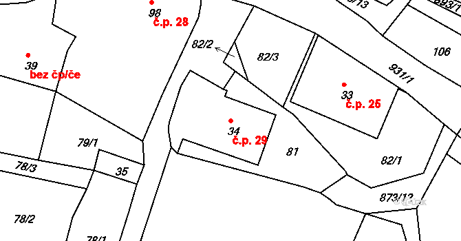 Malá Bukovina 29, Velká Bukovina na parcele st. 34 v KÚ Malá Bukovina, Katastrální mapa