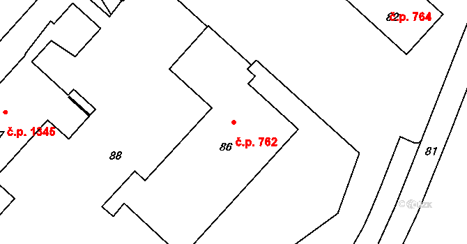 Lutyně 762, Orlová na parcele st. 86 v KÚ Horní Lutyně, Katastrální mapa