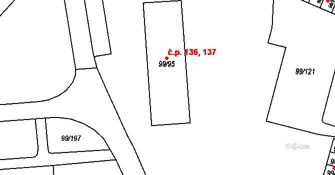 Habartov 136,137 na parcele st. 99/95 v KÚ Habartov, Katastrální mapa