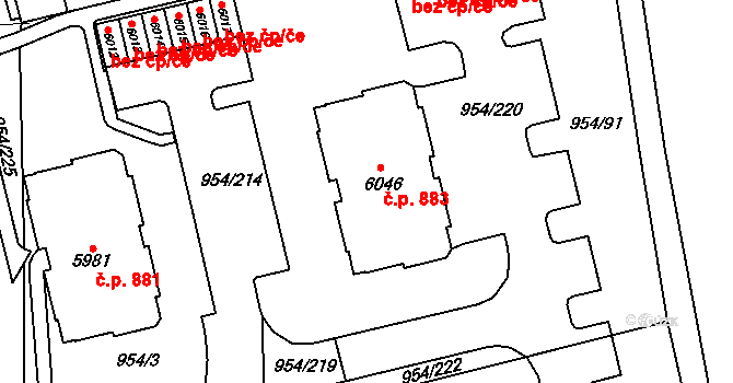 Klatovy III 883, Klatovy na parcele st. 6046 v KÚ Klatovy, Katastrální mapa