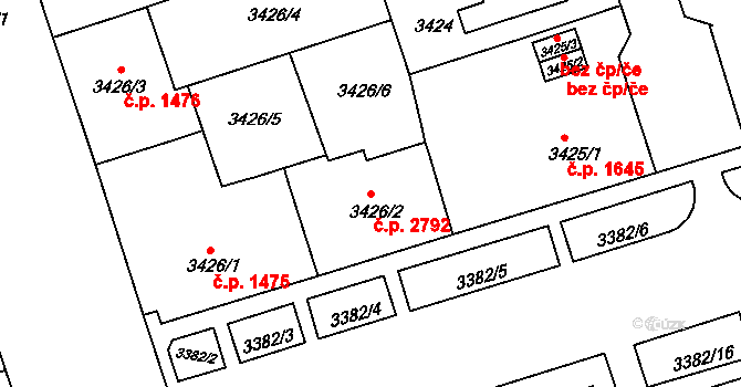 Královo Pole 2792, Brno na parcele st. 3426/2 v KÚ Královo Pole, Katastrální mapa