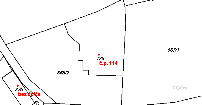 Mikulov 114 na parcele st. 126 v KÚ Mikulov v Krušných horách, Katastrální mapa