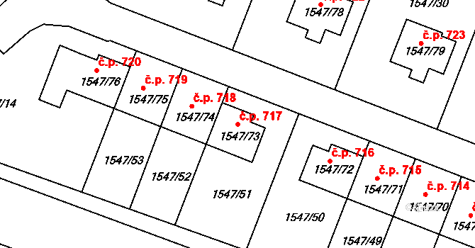 Hrušovany u Brna 717 na parcele st. 1547/73 v KÚ Hrušovany u Brna, Katastrální mapa