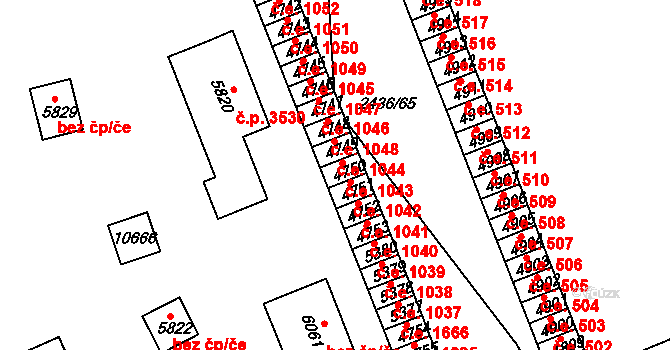 Hodonín 1043 na parcele st. 4750 v KÚ Hodonín, Katastrální mapa