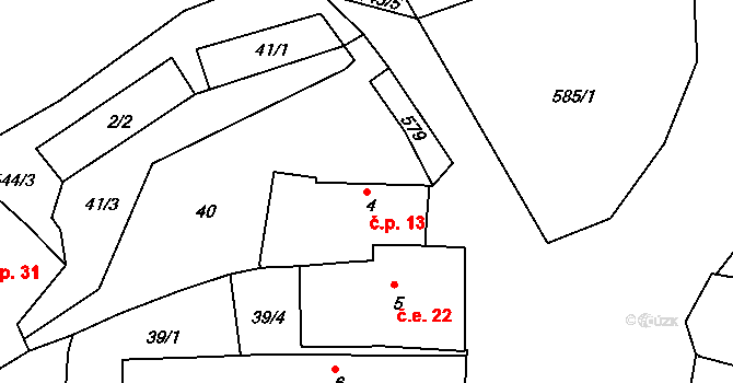 Protivec 13, Strunkovice nad Blanicí na parcele st. 4 v KÚ Protivec, Katastrální mapa