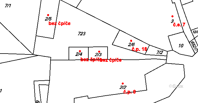 Cebiv 38285878 na parcele st. 2/3 v KÚ Bezemín, Katastrální mapa