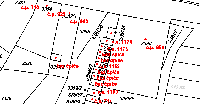 Brno 39512878 na parcele st. 3394 v KÚ Líšeň, Katastrální mapa
