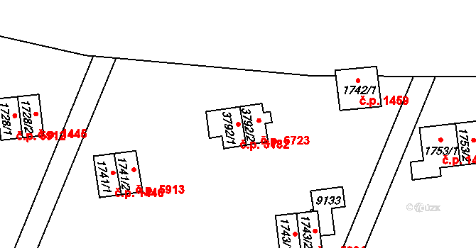 Zlín 3182 na parcele st. 3792/1 v KÚ Zlín, Katastrální mapa