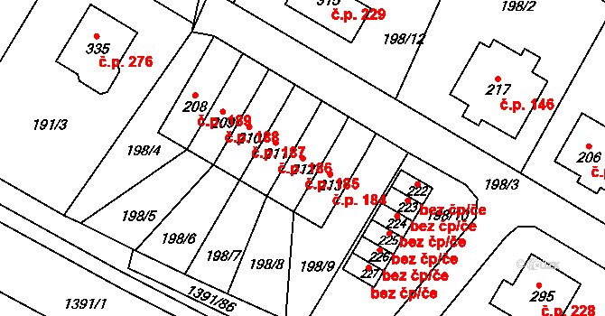 Horní Libchavy 185, Libchavy na parcele st. 212 v KÚ Horní Libchavy, Katastrální mapa