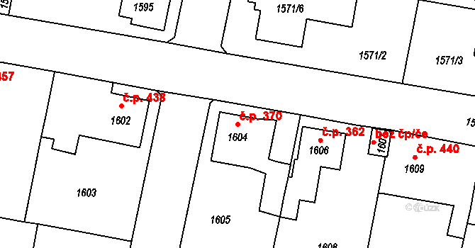 Řevnice 370 na parcele st. 1604 v KÚ Řevnice, Katastrální mapa