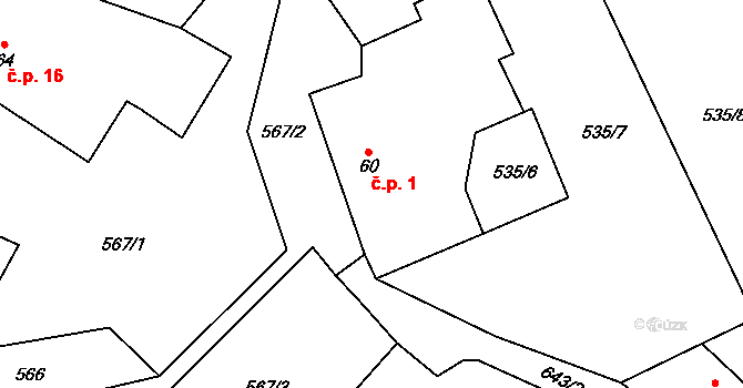 Cejřov 1, Vrbatův Kostelec na parcele st. 60 v KÚ Vrbatův Kostelec, Katastrální mapa