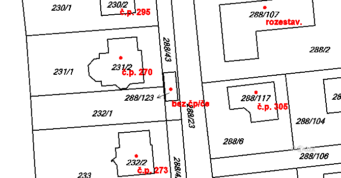 Jihlava 86909878 na parcele st. 288/123 v KÚ Antonínův Důl, Katastrální mapa