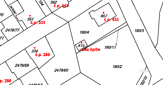 Horní Cerekev 87673878 na parcele st. 815 v KÚ Horní Cerekev, Katastrální mapa