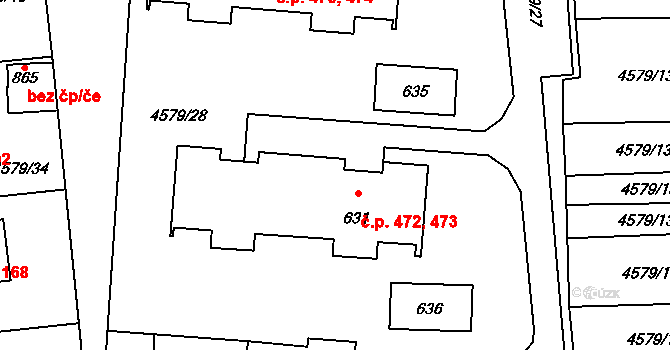 Vroutek 473 na parcele st. 631 v KÚ Vroutek, Katastrální mapa
