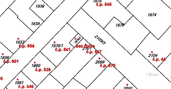 Moravská Nová Ves 547 na parcele st. 2101 v KÚ Moravská Nová Ves, Katastrální mapa
