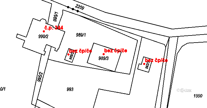 Chotěbuz 107421879 na parcele st. 989/3 v KÚ Chotěbuz, Katastrální mapa