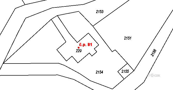 Chlístovice 81 na parcele st. 220 v KÚ Chlístovice, Katastrální mapa