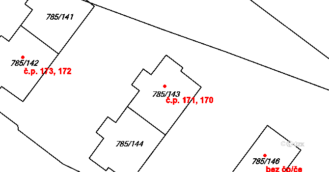 Šipší 170,171, Kutná Hora na parcele st. 785/143 v KÚ Sedlec u Kutné Hory, Katastrální mapa