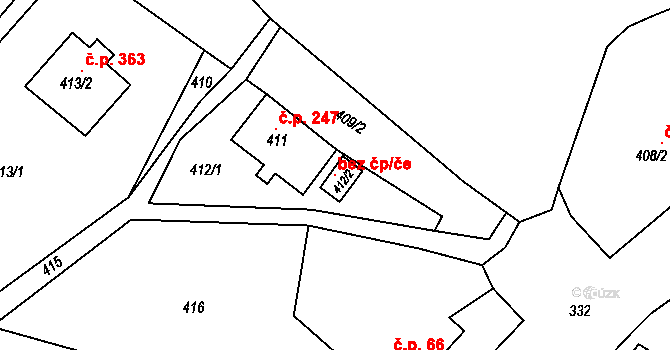Bohuslavice 119114879 na parcele st. 412/2 v KÚ Bohuslavice nad Metují, Katastrální mapa