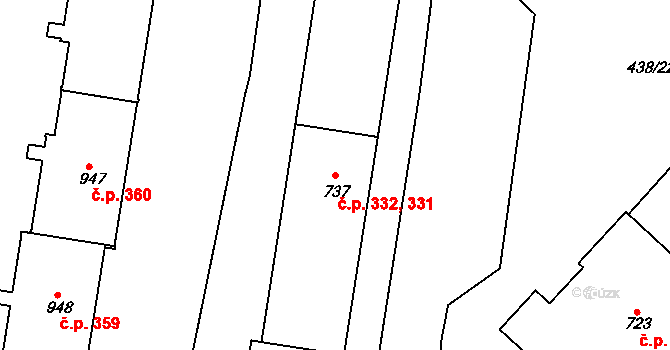 Františkovy Lázně 331,332 na parcele st. 737 v KÚ Františkovy Lázně, Katastrální mapa