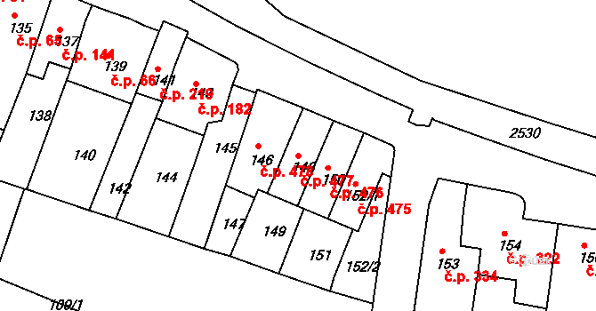 Veverská Bítýška 477 na parcele st. 148 v KÚ Veverská Bítýška, Katastrální mapa