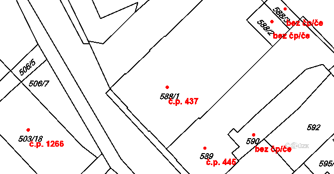 Rýmařov 437 na parcele st. 588/1 v KÚ Rýmařov, Katastrální mapa