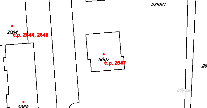 Kročehlavy 2647, Kladno na parcele st. 3067 v KÚ Kročehlavy, Katastrální mapa