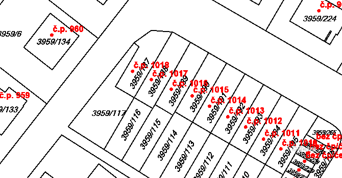 Jindřichův Hradec II 1016, Jindřichův Hradec na parcele st. 3959/189 v KÚ Jindřichův Hradec, Katastrální mapa