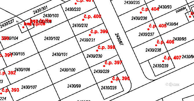 Dačice V 398, Dačice na parcele st. 2430/230 v KÚ Dačice, Katastrální mapa