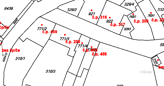 Horní Předměstí 455, Polička na parcele st. 771/4 v KÚ Polička, Katastrální mapa