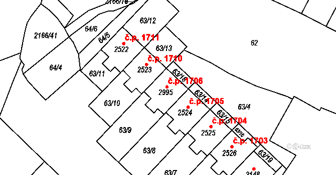Lysá nad Labem 1706 na parcele st. 2995 v KÚ Lysá nad Labem, Katastrální mapa