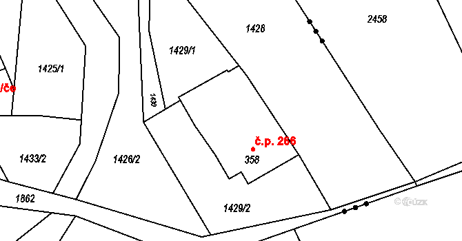 Milíkov 266 na parcele st. 358 v KÚ Milíkov u Jablunkova, Katastrální mapa