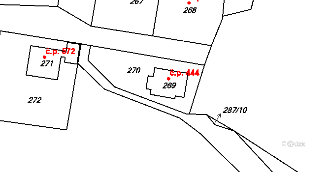 Rybáře 444, Karlovy Vary na parcele st. 269 v KÚ Rybáře, Katastrální mapa