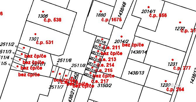Cheb 213 na parcele st. 2511/11 v KÚ Cheb, Katastrální mapa