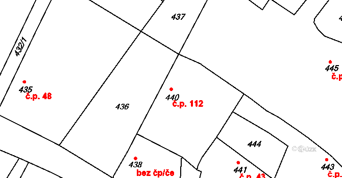 Velký Borek 112 na parcele st. 440 v KÚ Velký Borek, Katastrální mapa