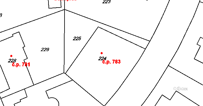 Bubeneč 783, Praha na parcele st. 224 v KÚ Bubeneč, Katastrální mapa