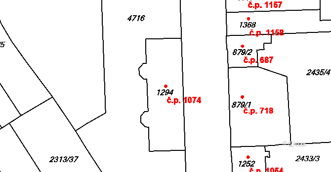 Dvůr Králové nad Labem 1074 na parcele st. 1294 v KÚ Dvůr Králové nad Labem, Katastrální mapa