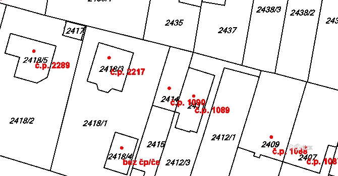 České Budějovice 5 1090, České Budějovice na parcele st. 2414 v KÚ České Budějovice 5, Katastrální mapa
