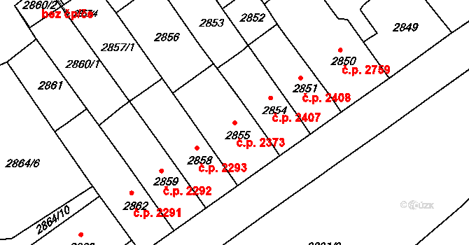 Chomutov 2373 na parcele st. 2855 v KÚ Chomutov II, Katastrální mapa